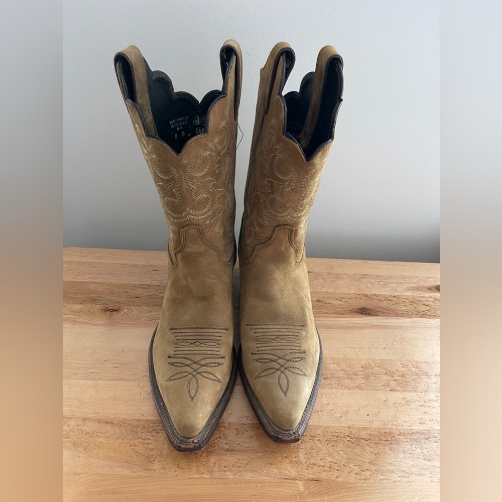 Justin Boots Tan Suede Women's Heeled Western Boots